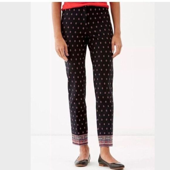 J. Jill Black and Red Patterned Cropped Pants - Picture 1 of 4